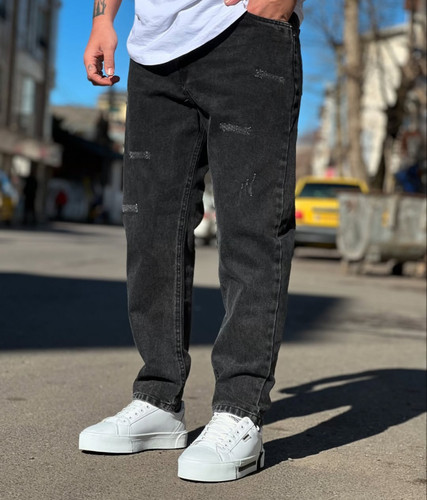 مام فیت ذغالی سیر پارچه جین کجراه سنگشور پنبه کد ۸۵۷۸