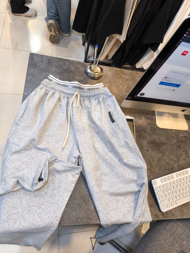 شلوار جاگر بگ استوپر دار طوسی ملانژ دو تکه باکیفیت بالا