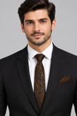ست کراوات و پوشت مردانه مشکی با طرح طلایی؛ اکسسوری خاص برای استایل رسمی و مجلسی G5691 /او دی مد